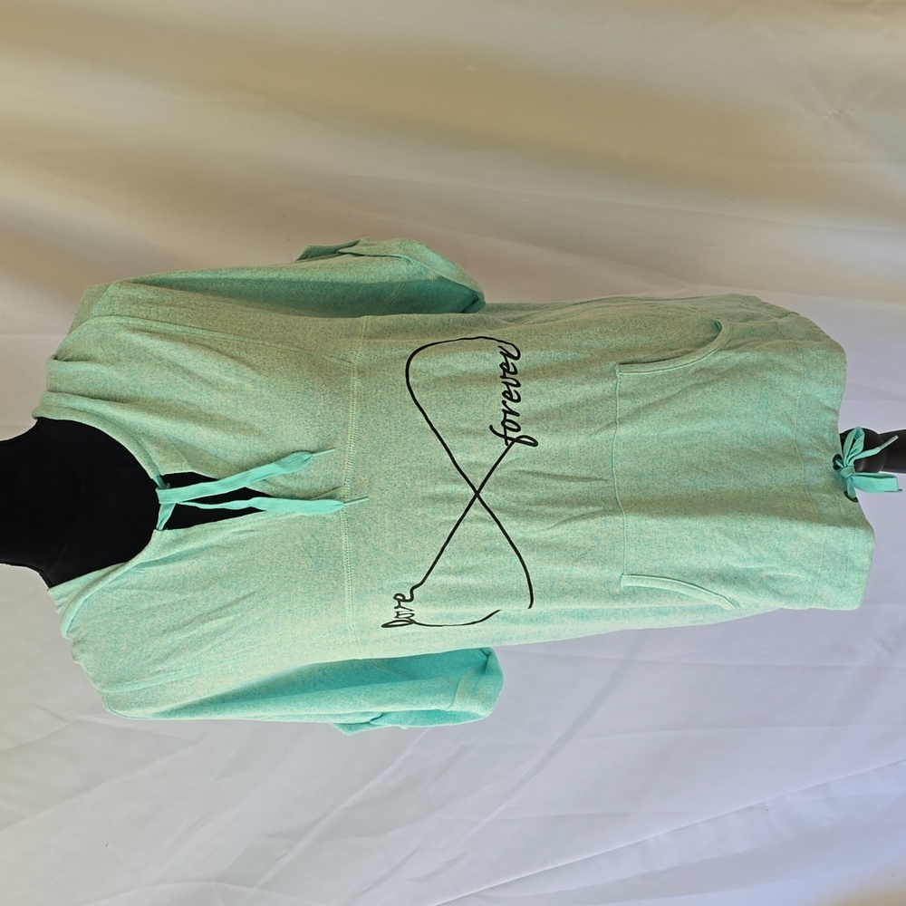miss chievous plus size short sleeve shirt hoodie love forever kangaroo‎ pocket